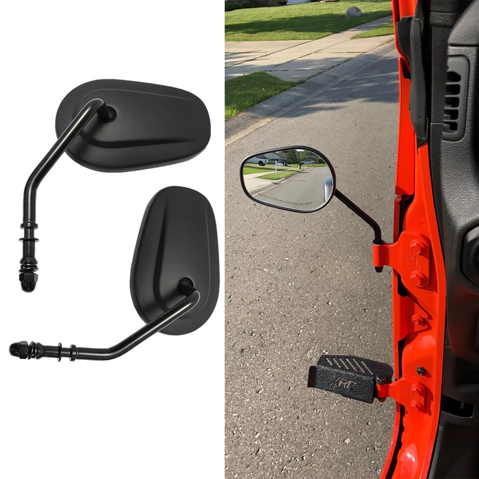 For Jeep Wrangler TJ JK Gladiator Side Rear View Mirrors Door-Off Black Oval - Image 2 of 4