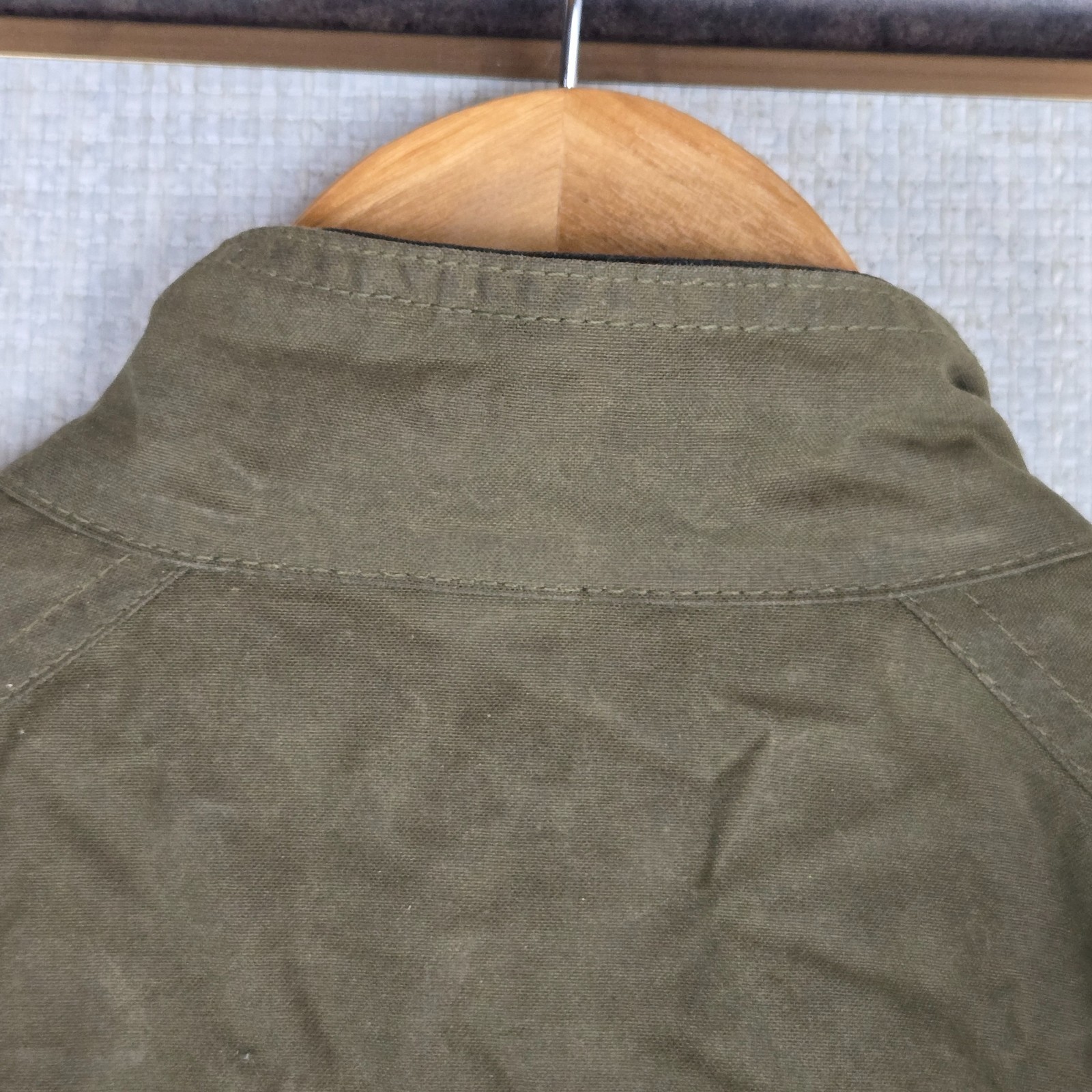 BELSTAFF GOLD Mens Size 44 Medium Oilskin Waxed Jacket Belted Green Zip Corduroy image 8