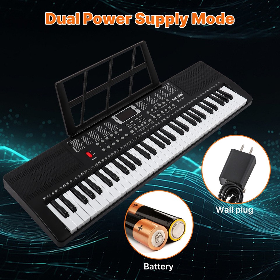 61 Key Electronic Keyboard Piano w/ Lighted Keys, Stand & Bench ...
