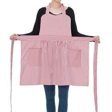 Soft Striped Cotton Kitchen Cooking Baking Apron With Pockets Dress One Size Mat