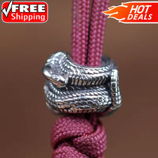 Rattlesnake Brass Knife Bead EDC Paracord Lanyard DIY Outdoor Charm Rope Pendant