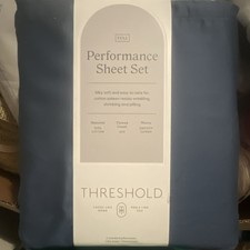 Threshold Full Performance Sheet Set Metallic Blue 100 Cotton 400TC Deep Fitted