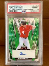 2024 Leaf Metal ROMAN ANTHONY Green Prismatic  2/8 AUTO ROOKIE CARD RC PSA 10 🔥