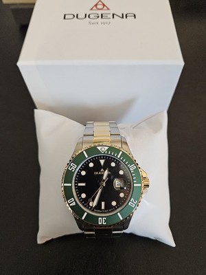 Dugena Herrenuhr Diver XL Schwarz Bicolor Quarz NEUWERTIG In OVP