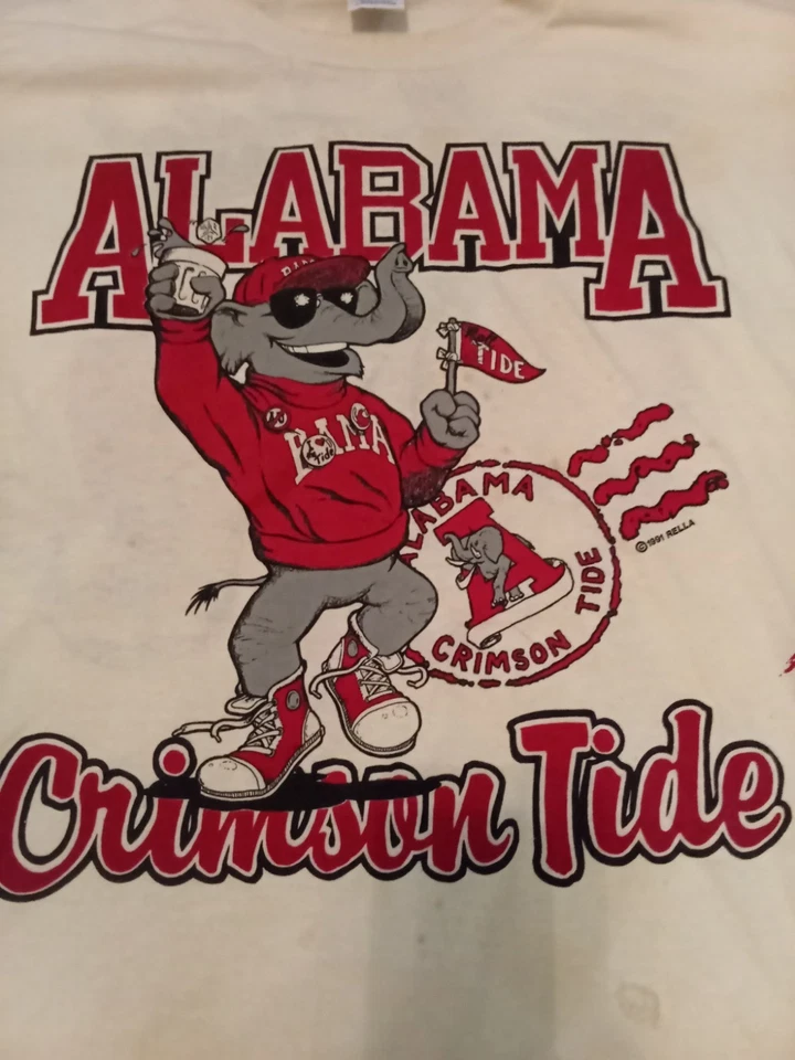 Alabama Crimson Tide 1991 T-Shirt Very Rare Design Jerzees XL USA Read Descript - Image 2 of 4