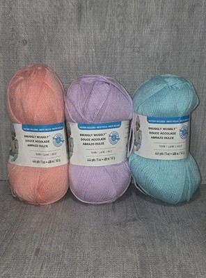 Lot of 3 Loops & Threads Snuggly Wuggly Cotton Candy Soft Lilac Cool Blue 5oz