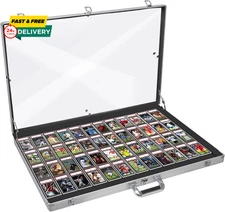 Aluminum Glass Display Case for Cards, XL Large Table Top Display Case with Lock