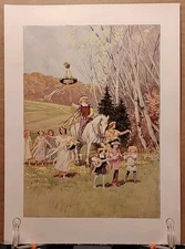 1911 - PROCESSION OF THE MAY QUEEN - Antique German Book Print Lithograph