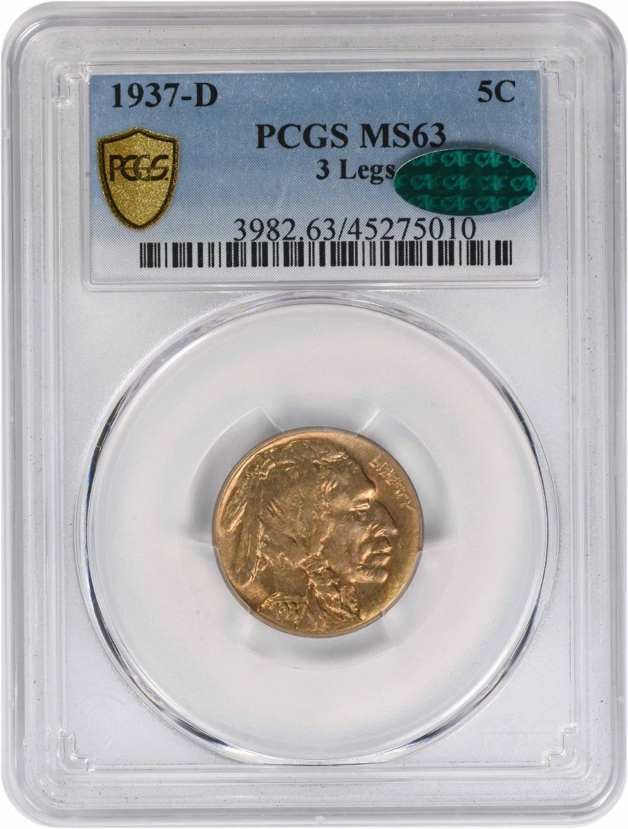 1937-D Buffalo Nickel 3 Legs MS63 PCGS (CAC)