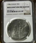 1986 American Silver Eagle $1 BU Brilliant Uncirculated NGC Brown Label *5091