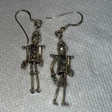 Vintage Sterling Silver Movable Tinman Scarecrow Wizard of Oz Dangle Earring