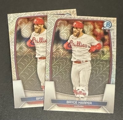 (2) Bryce Harper 2023 Bowman Chrome Mojo Refractor #24 Lot - Philadelphia