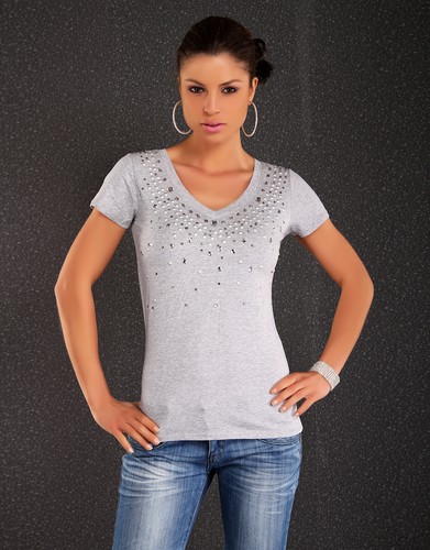 HERMOSA CAMISA TOP ALGODÓN MANGA CORTA ESTRÁS 4 COLORES TALLA S/M Y M/L 776 - Imagen 13 de 17