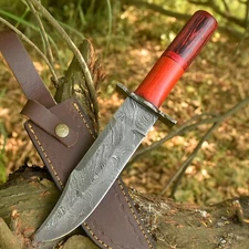 Handmade Damascus Blade Jim Bowie Knife Outdoor Tactical Hunting Crocodile Dunde