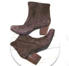 Josef Seibel Brown Suede Boho Basketweave Chunky Stacked Heel Boots/Booties 41