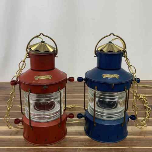 Nautical Ankerlicht Steel Lanterns – Red And Blue - Picture 1 of 9
