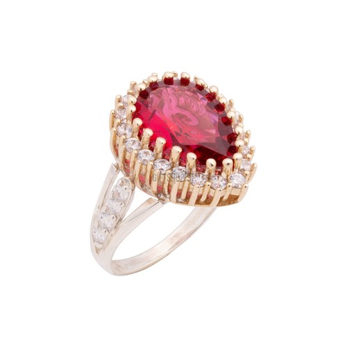 Fashion Turkish Handmade Drop Cut Ruby and Topaz Zircon 925 Sterling Silver Set - Picture 2 of 10