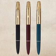 Hero 616 Vintage Chrome Fountain Pen Fine 0.5mm F Nib Gold Cap Writing Gift Pen