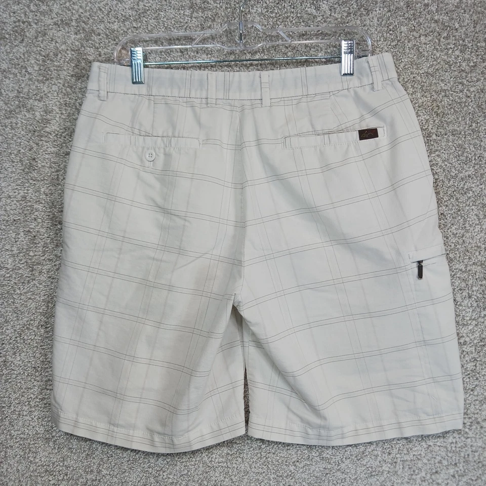 Greg Norman For Tasso Elba Shorts Mens 32 White Plaid Golf Flat Front Stretch - Image 3 of 4