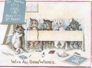 Louis Wain anthropomorphic cats,  R. Tuck Christmas card