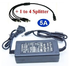 12V 5A AC/DC Adapter Power Supply CCTV Surveillance Camera with 1-to-4 Splitter