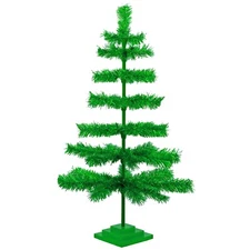 36'' Metallic Green Christmas Tree Tinsel Feather Style Holiday Tree 3FT