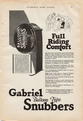 #ad Gabriel Snubbers 1920s Vintage Ad Auto Suspension Parts 7x10 $15.00