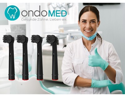 4x Aufsteckbürsten für Oral B Ersatzbürsten SCHWARZ - Aktivkohle