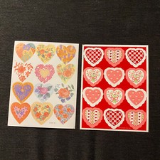 Vintage Hallmark Stickers 2 Loose Sheets Hearts Flowers