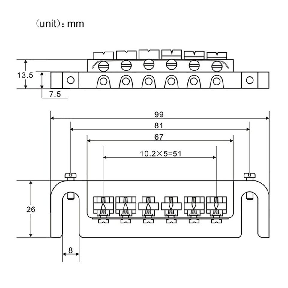 Wraparound Bridge Les Paul Junior Bridge Tailpiece - Zinc Alloy