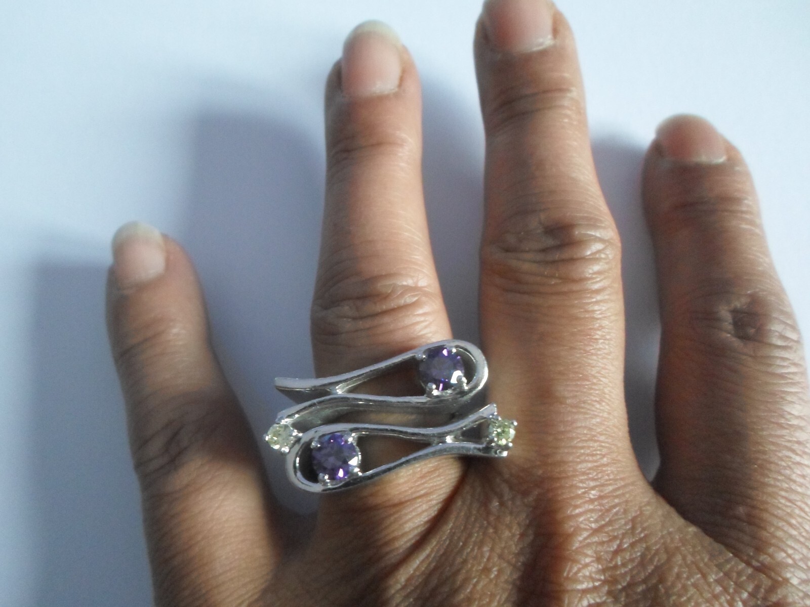 grosse bague en argent massif, ajourée, améthyste… - image 6