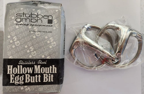Stubben Hollow Mouth Stainless Egg Butt Snaffle Horse Bit 15.5cm / 6.1" NIB