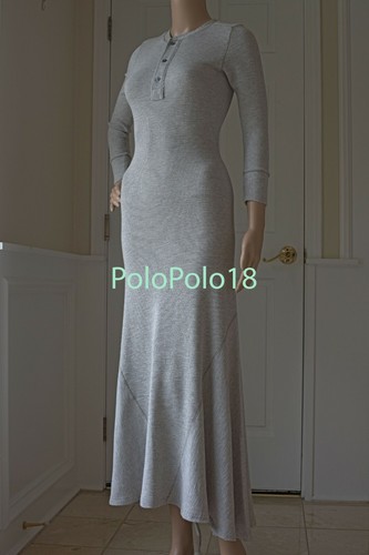 Polo Ralph Lauren Waffle-Knit Henley Maxidress Brooklyn Heather S