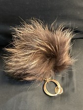6"Large Genuine Fur PomPom Keychain Puff Ball Car Keyring/Bag Purse Brown-tan
