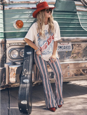SPECIAL DEAL Wrangler x Lainey Wilson Striped Flare Jeans, Star Spangled Stripe