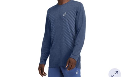 Asics Blue Workout Grand Gym Shark Heather Seamless Ls Top Size S
