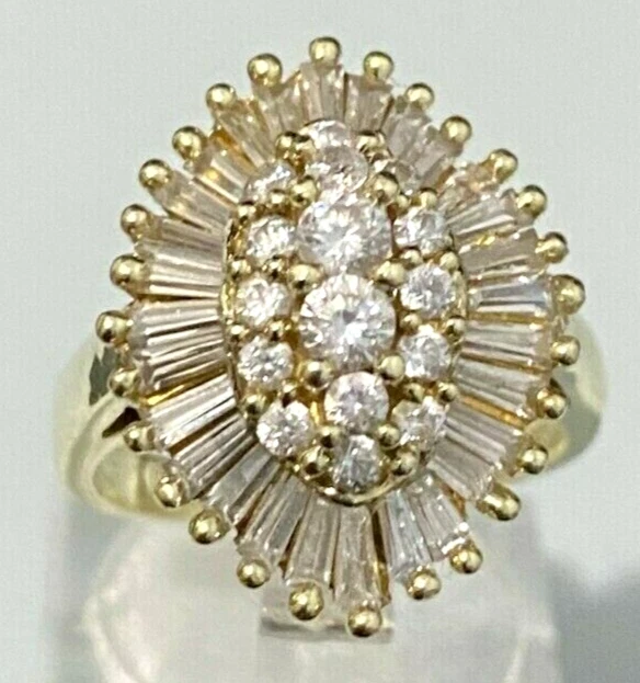 Impressive 14K Solid Yellow Gold Cubic Zirconia Ring 8.25g size O 1 2 7 1 4
