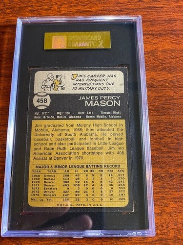 1973 Topps #458 Jim Mason. SGC 88 NRMT/MINT - Foto 2 di 2