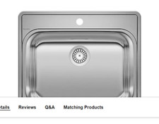 NEW Blanco 441078 R9 Essential 25" Single Basin Inset 18 Gauge Stainless Steel