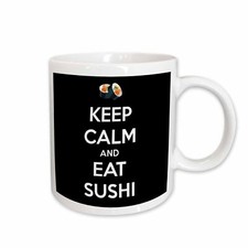 3dRose Keep calm and eat sushi. Black. Mug