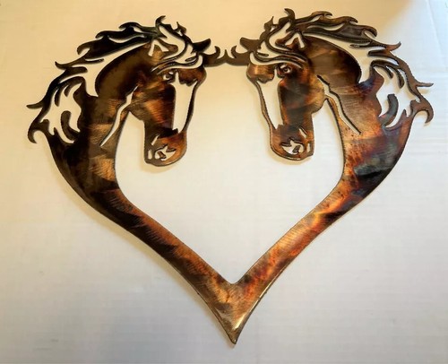 Horse Heart Silhouette - Metal Wall Art - Copper 14 1/2" x 16 1/2" - Picture 4 of 5