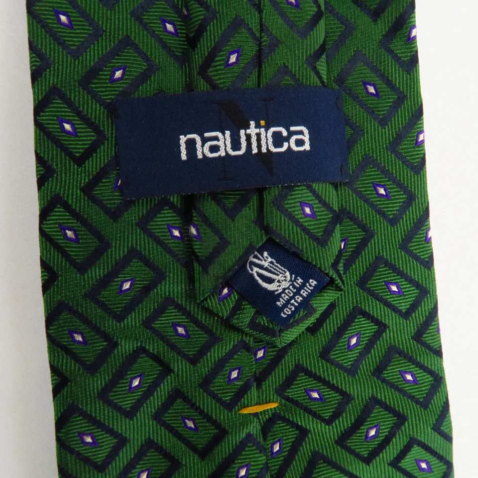 Corbata de Colección Nautica Verde Geométrica Rectángulos Diamantes 55x4 Clásica Moderna Foto 3 de 4