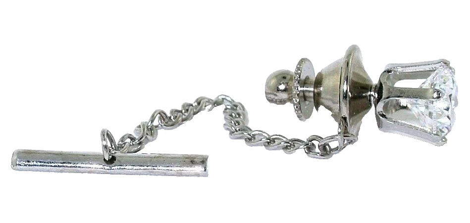 Gema de piedras preciosas de circonita cúbica blanca transparente redonda de 8 mm color plata corbata EPTT645 Foto 2 de 2