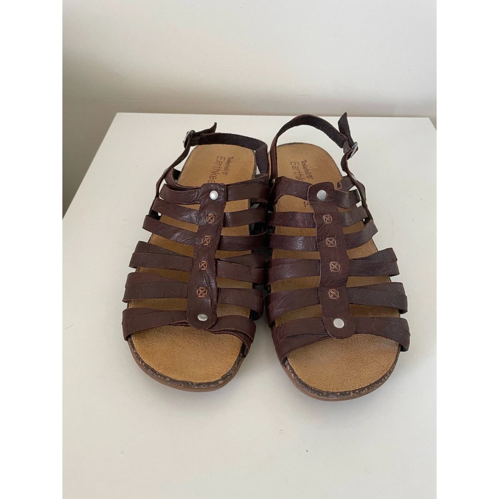 Sandali da donna Timberland Earthkeepers marroni in pelle piatti casual taglia 9