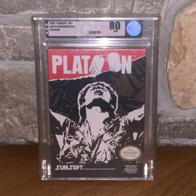 Brand New NES Platoon Factory Sealed H-Seam VGA 80 NM Silver Graded Game in Box