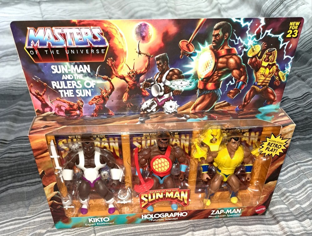 Mattel Masters of the Universe Sun-Man and Rulers of the Sun Figure Set GORGEOUS