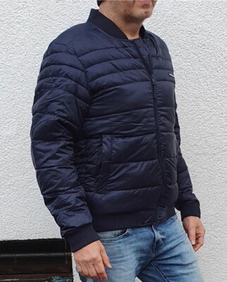 Jack Jones Men's Hero Bomber Jacket Quilted Navy Blue Topwear New  UK