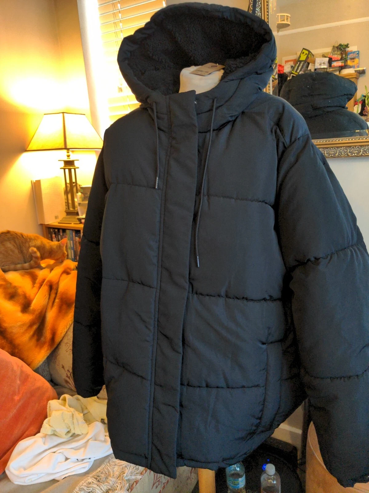 Amazon Essentials Great Black Puffer Puffa Jacket Hooded Sherpa Lined Size 4X
