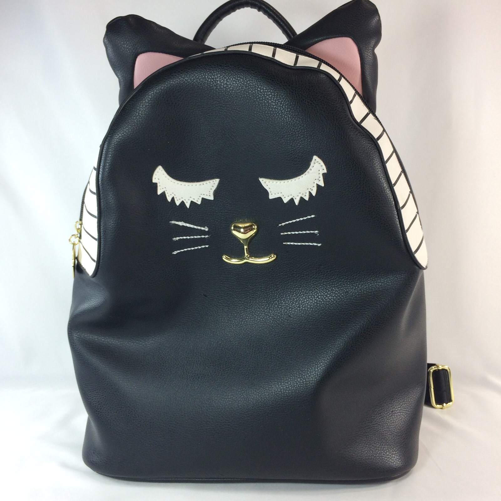 Betsey Johnson Backpack Cat Kitty Face Black Pink ear… Gem