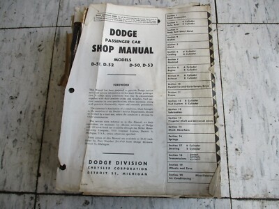 MoPar Shop Service Manual - Used - D-51, D-52, D-50, D-53